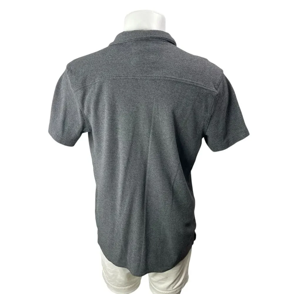 MBX Women's Gray Short Sleeve Chest Pocket Knit Button Down Shirt Top Size L
